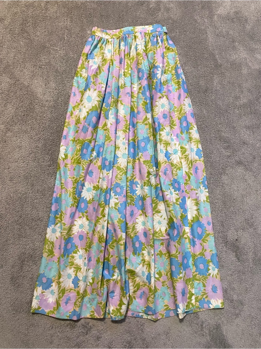Vintage 70s Handmade Floral Maxi Skirt Womens 22” Waist Hippie Boho Prairie